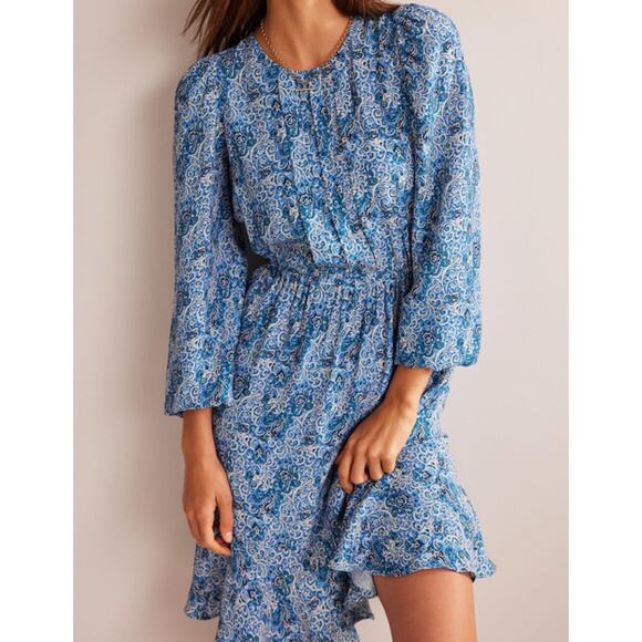 Boden Dresses & Skirts - Boden Pleated Peplum Mini Dress in Teal, Botanic Terrace Size 14R